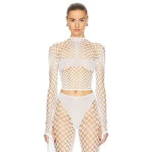 Jean Paul Gaultier Perforation Top Long Sleeve Cropped Edgy Cybercore Party S